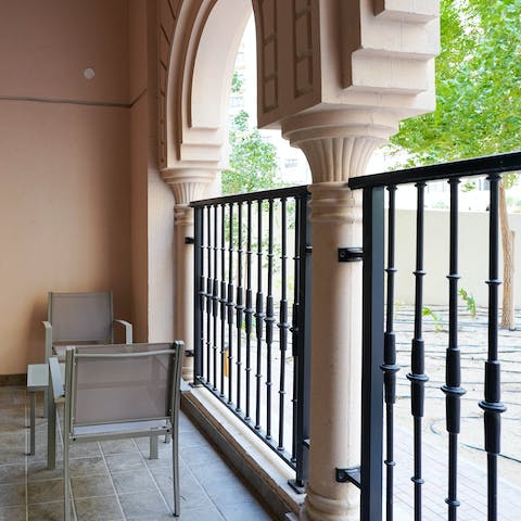 Enjoy morning coffees on the private balcony