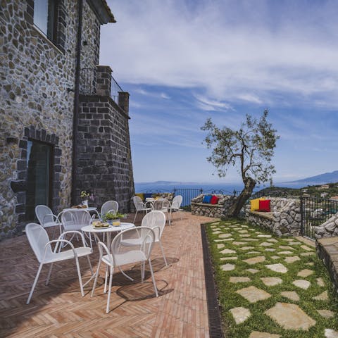 Enjoy breakfast on the terrace with Mediterranean Sea views