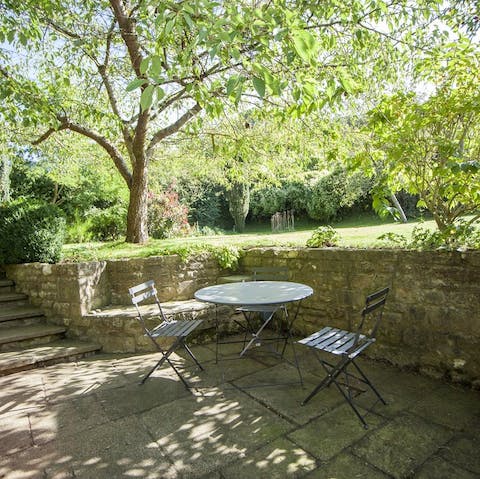 Escape to the shade with orchard views