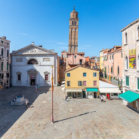 Admire views of Campo San Maurizio and the Santo Stefano Bell Tower from your living room