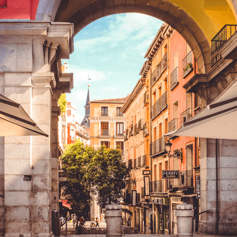 Stay in central Madrid, a twenty-minute metro ride from Plaza Mayor