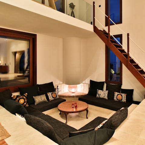 Swap stories in the cosy, lowered seating area