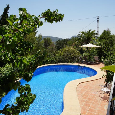 Cool down in the large private swimming pool