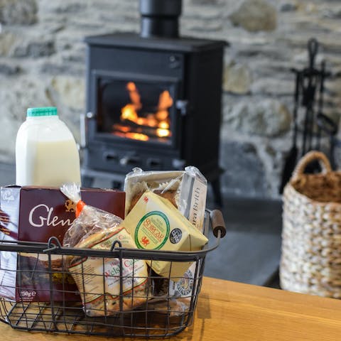Indulge in the welcome pack filled with locally-sourced goodies