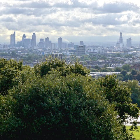 Gaze out over some of the best views of London from the top of Hampstead Heath, which starts ten minutes' walk away