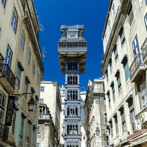 Hop on the Santa Justa Lift and head up to Bairro Alto