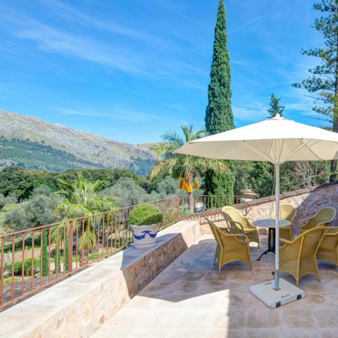 Admire the green mountain views from your terrace