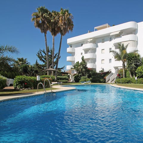 Bag yourself a prime poolside position and soak up some sun