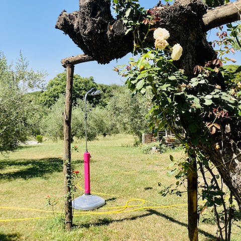 Cool off after a day of exploring with an outdoor shower