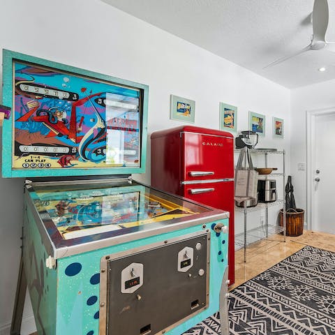 Play a game of pinball in the rumpus room and office