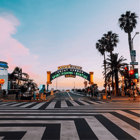 Ride fifteen minutes east to visit  Santa Monica Pier