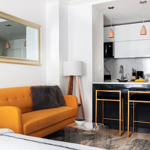 The orange and gold accents