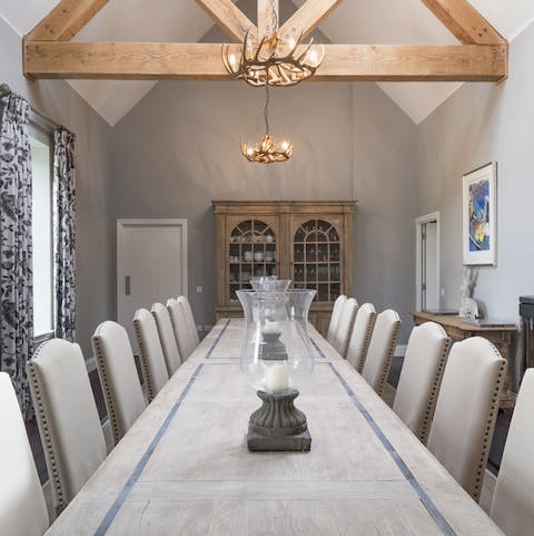 Catch up with family and friends with a dinner party in the elegant dining room