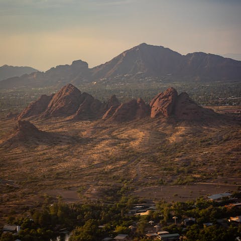 Hop in the car and in fifteen minutes find yourself in Papago Park's desert terrain
