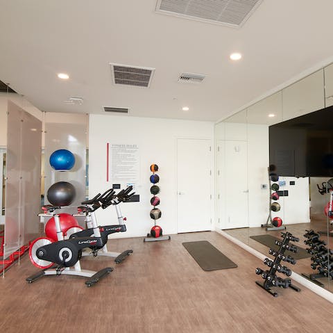 Go for a personal best in the shared fitness centre