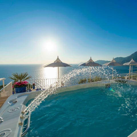 Relax in the Jacuzzi pool and take in the stunning views over the Mediterranean Sea