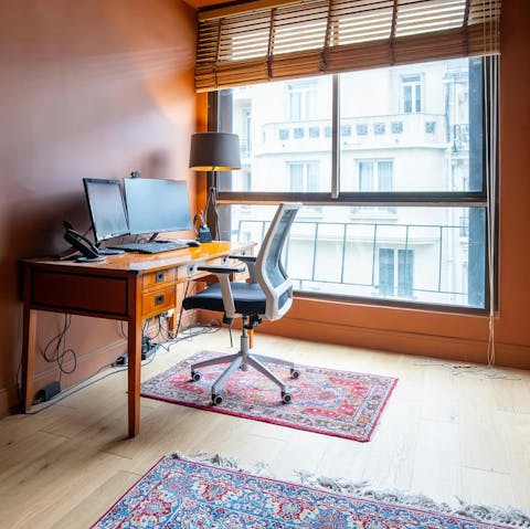 Work from home at the desk in the third bedroom