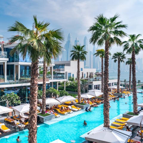 Cool off from the Dubai sunshune in the communal pools