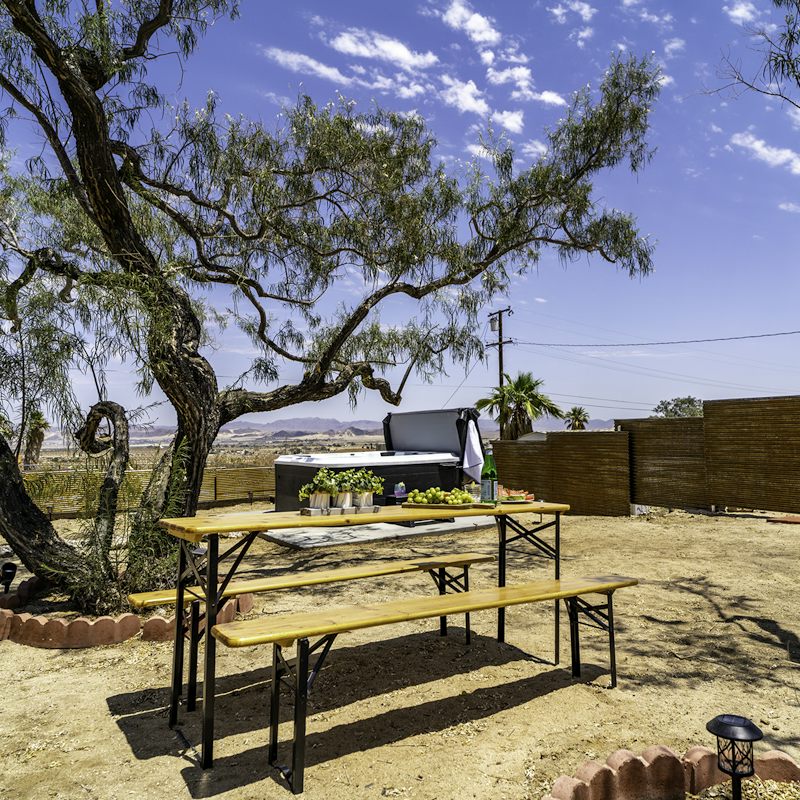 Enjoy lunch under the mesquite and desert willow trees while you listen to the birds