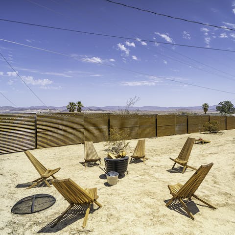 Enjoy a bottle of Champagne around the fire pit as the desert light fades