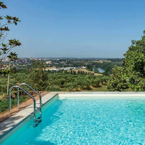 Admire the views of Marcigliana Nature Reserve from the pool