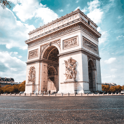 Stroll just a few minutes to the iconic Arc de Triomphe