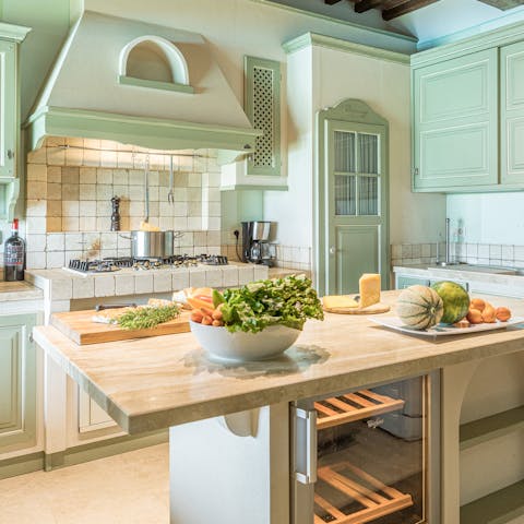 Practise your Italian-style cooking in the beautiful kitchen