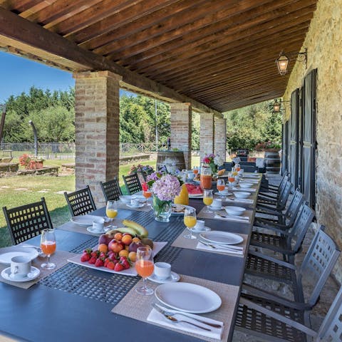 Enjoy a lavish breakfast outside on the terrace