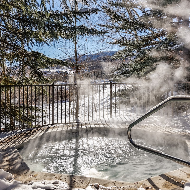 Soak your aching muscles in the communal hot tub