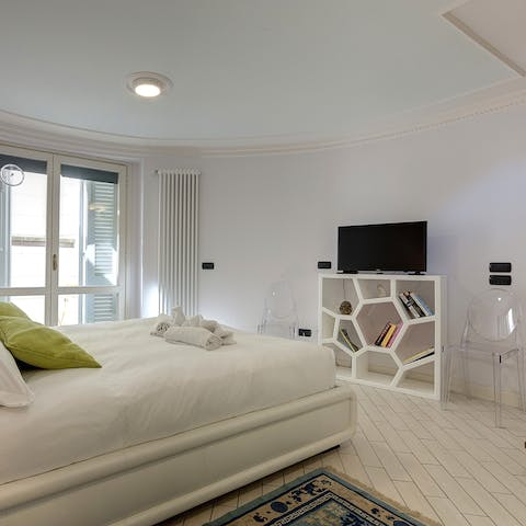 Relax in bed while watching a movie