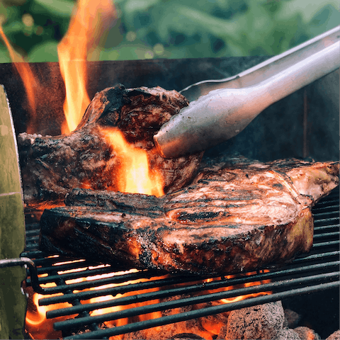 Cook local ingredients – think fresh veg and plenty of meat – on the built-in barbecue