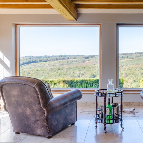 Grab a drink and admire the view of Ashdown Forest from an armchair