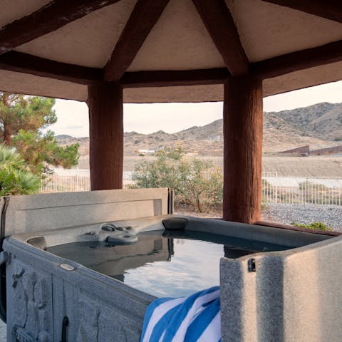 Soak your muscles in the hot tub after a long day exploring
