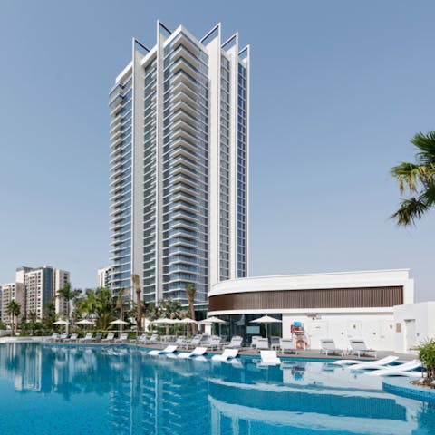 Cool off with a refreshing dip in the communal outdoor pool