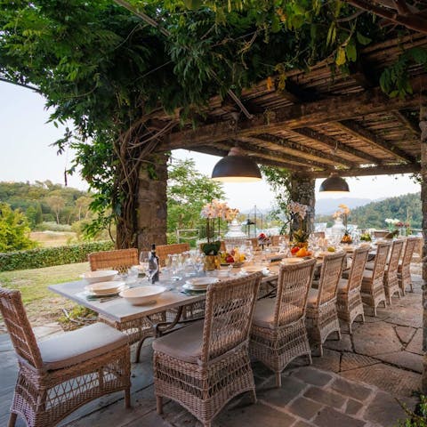 Enjoy an alfresco tortellini on the shaded patio