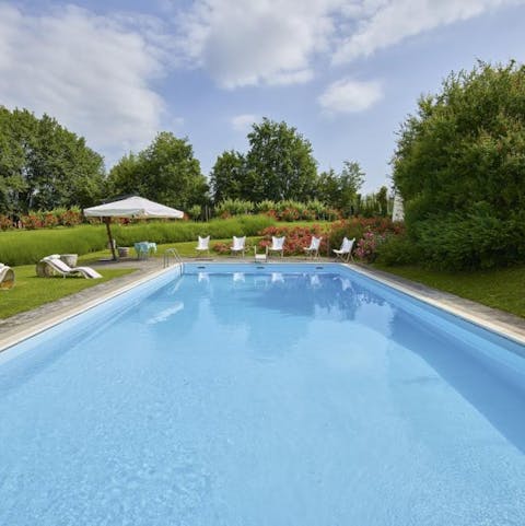 Start the day with a refreshing dip in the inviting waters of the private swimming pool