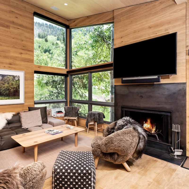 Get toasty in front of the wood burning fire