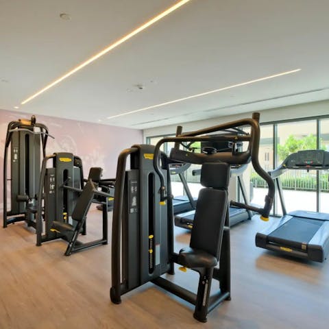 Maintain your weekly fitness regime in the on-site gym