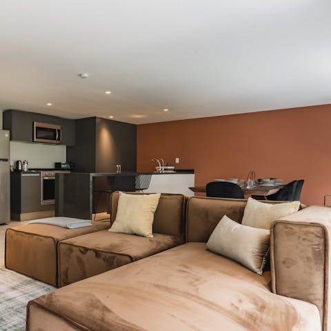 Get comfortable in the open living area