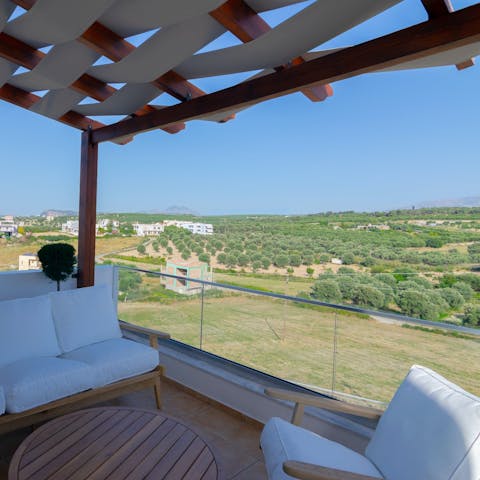 Admire the panoramic vistas across the coast from the roof terrace