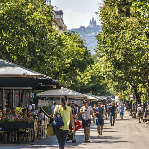 Explore the city from your spot overlooking Rambla de Catalunya – one of Barcelona's most exclusive streets