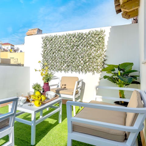 Enjoy a sundowner on the private terrace