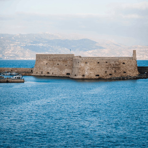 Take the three-minute stroll to the Koules fortress in the old port of Heraklion