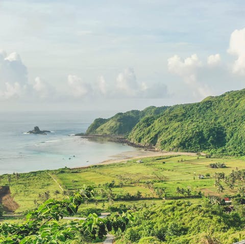 Discover the stunning natural beauty  of Lombok from your beachfront location 