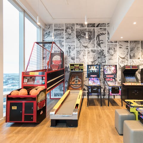 Set a new high score in the games room, filled with arcade favourites like Pacman and pinball