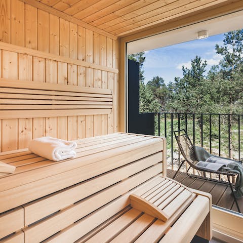 Detox in your own private sauna attached to the balcony