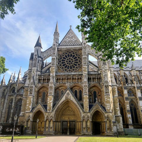 Gaze up at historic Westminster Abbey, a nine-minute stroll from your door