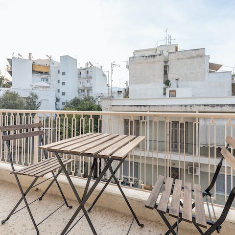 Start each day with a cup of coffee out on the balcony 