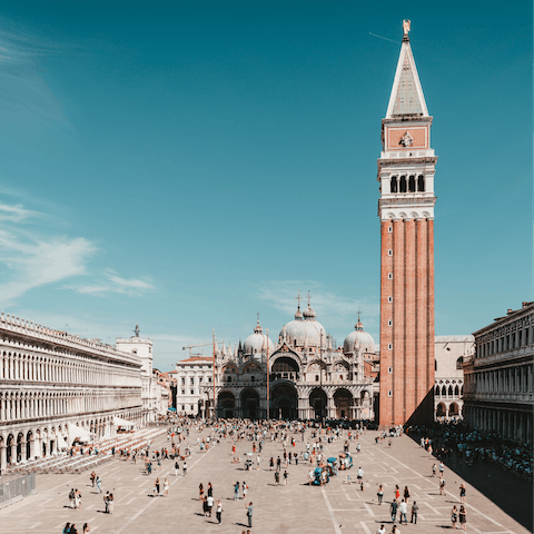 Stroll to St Mark’s Square to sip a breakfast cappuccino and watch the world go by