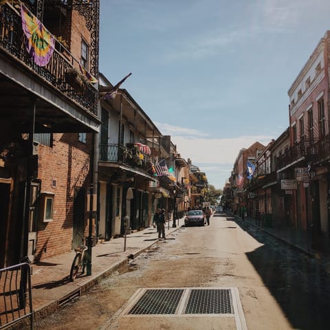 Explore the atmospheric French Quarter, less than a ten-minute drive away
